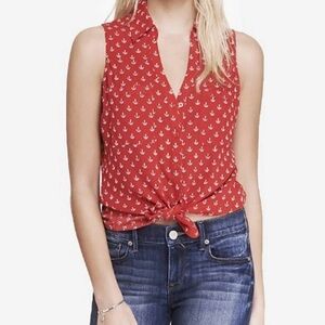 Express Red Anchor Print Blouse